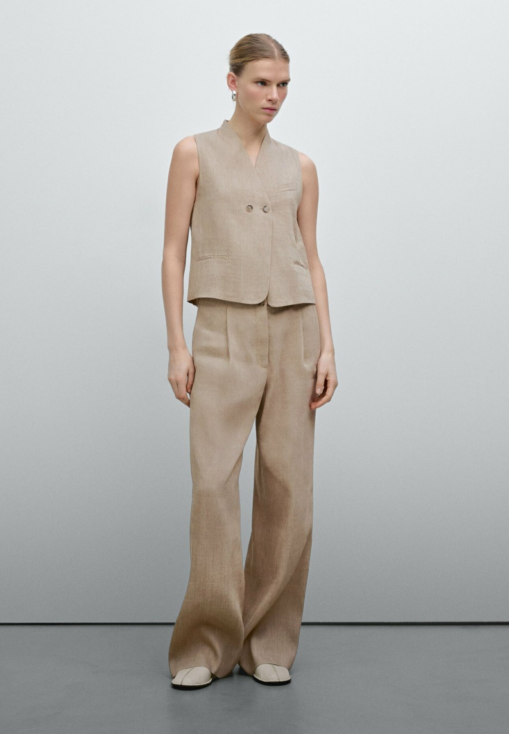 

Брюки FLOWING Massimo Dutti, бежевый