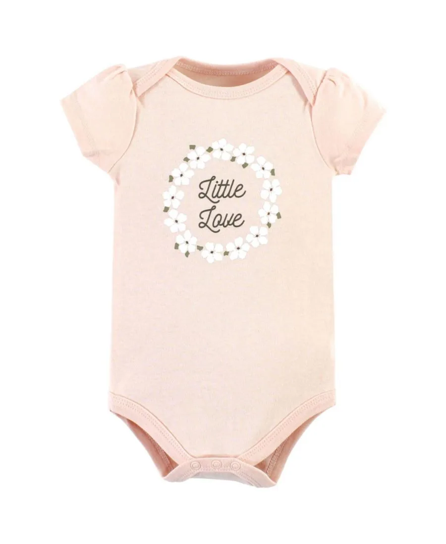 Хлопковый боди, брюки и комплект обуви Hudson Baby, Sage Floral Wreath Short Sleeve — фото 3
