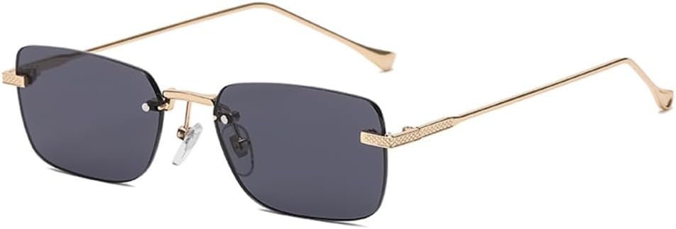 

Женские солнцезащитные очки квадратной формы без оправы, маленькие прямоугольные, в стиле панк, винтажные, черные с красными тонированными линзами, L21633 generic, Gold Black