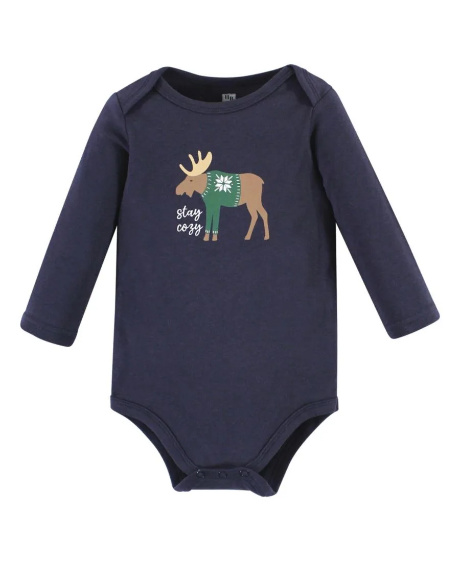 Хлопковые боди с длинными рукавами, комплект из 3 штук Hudson Baby, Moose Bear Sweater — фото 2