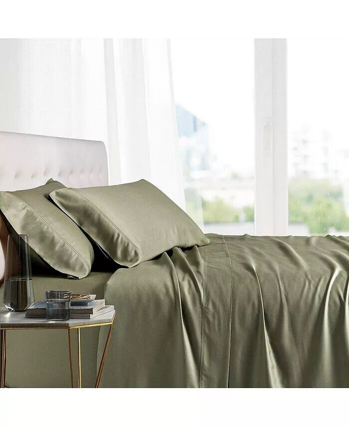 

100% вискоза из бамбукового листа, набор из 5 предметов, Split California King Egyptian Linens, зеленый