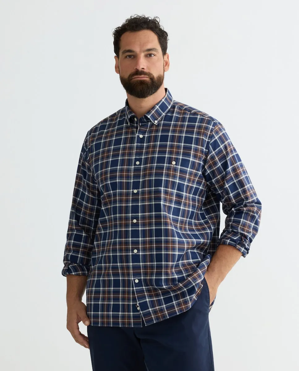 

Большая спортивная рубашка из саржи с длинными рукавами в коричневую клетку Dustin