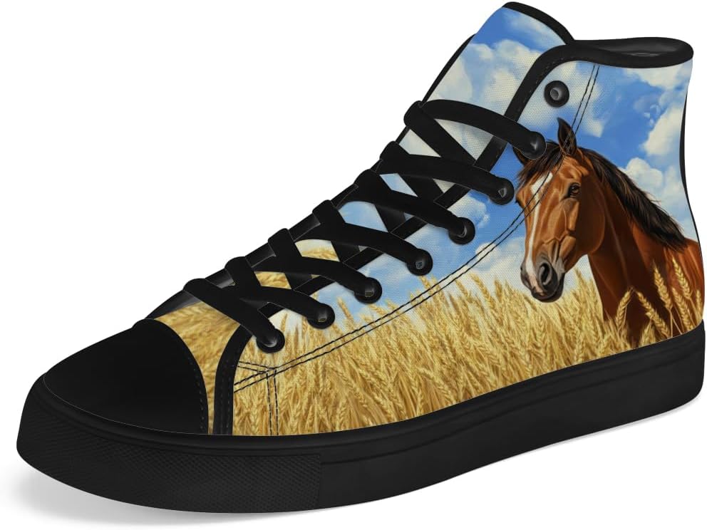 

Кеды на высокой подошве chebing для женщин и мужчин, тканевые обувь 'Wheat Field', высокие кеды на шнуровке, повседневная обувь, подарок для мужчин и женщин, синий/желтый