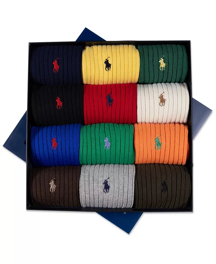 

Мужские носки риб 12 пар в подарочной коробке Polo Ralph Lauren, мультиколор