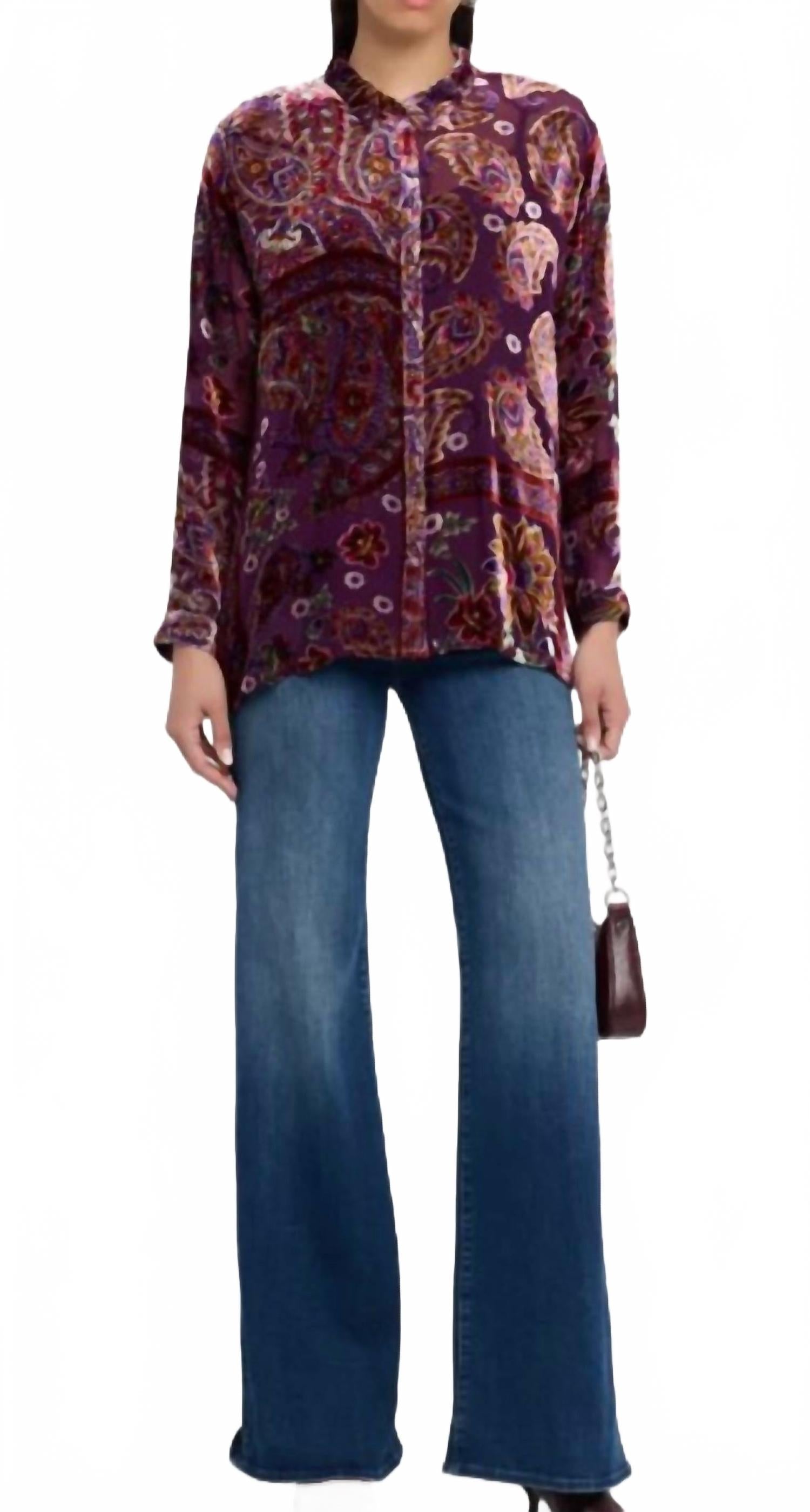 

Johnny Was Стройная рубашка с воротником «Одри» фиолетового цвета