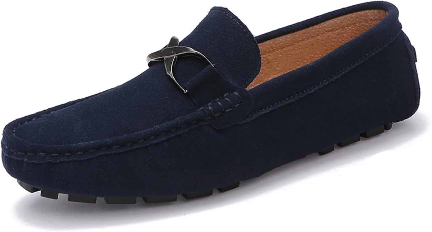 

Мужские замшевые лоферы YRZHGDL без шнурков, мокасины, дышащие, удобные, повседневные лодочные туфли, легкие, нескользящие, для работы в офисе, прогулок в парке, путешествий, повседневного ношения и вечеринок, синий