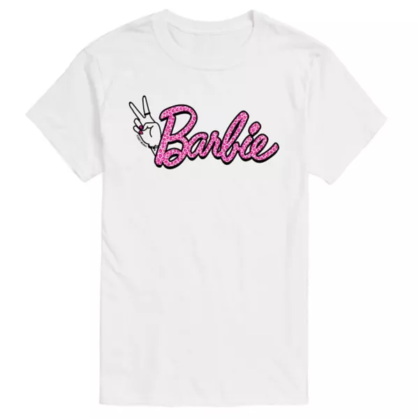 

Мужская футболка с логотипом Barbie в леопардовом принте Licensed Character, белый