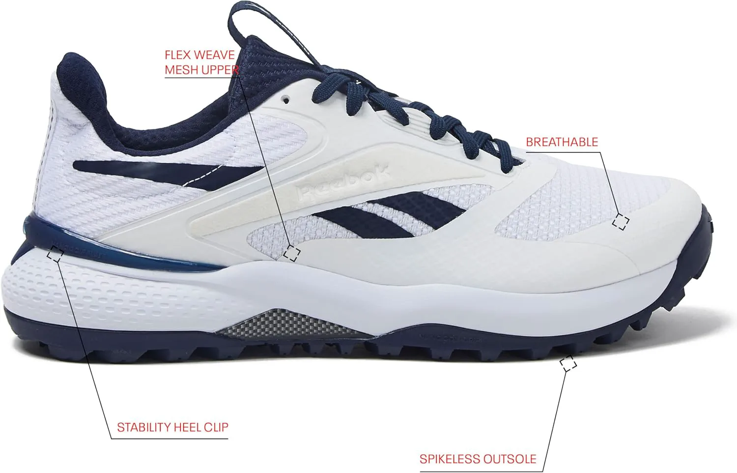 Мужские гольф-кроссовки Reebok Nano Golf без шипов, белый/синий — фото 2