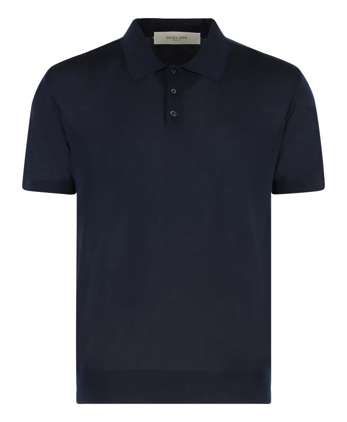 

Вязаная рубашка-поло Giotto из натуральной шерсти Golden Goose, синий
