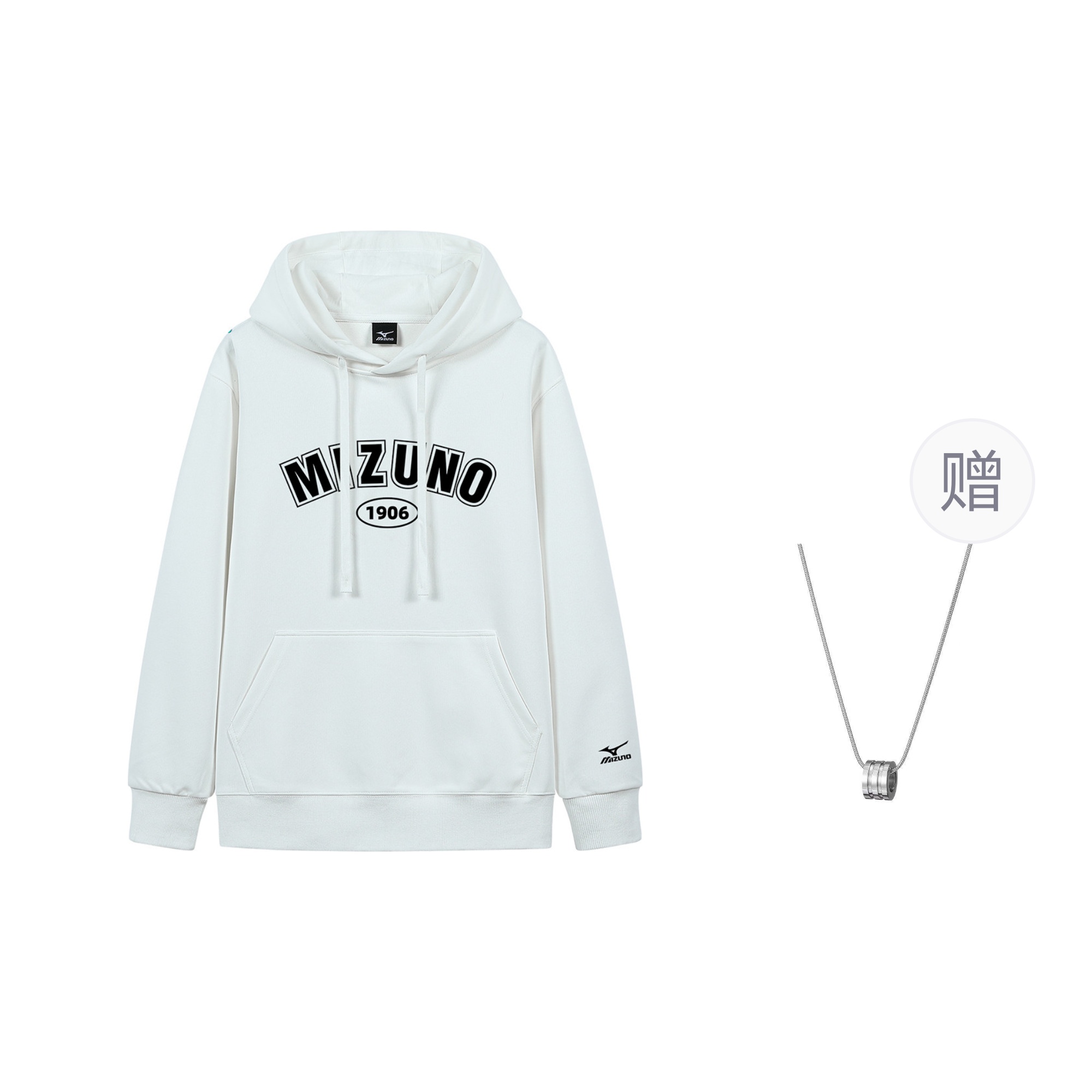 

Свитшот унисекс белый с ожерельем Mizuno, белый (с ожерельем)