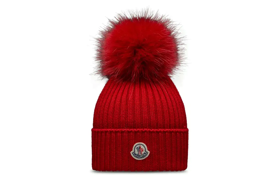 

Moncler Вязаная шерстяная шапка с логотипом, Red