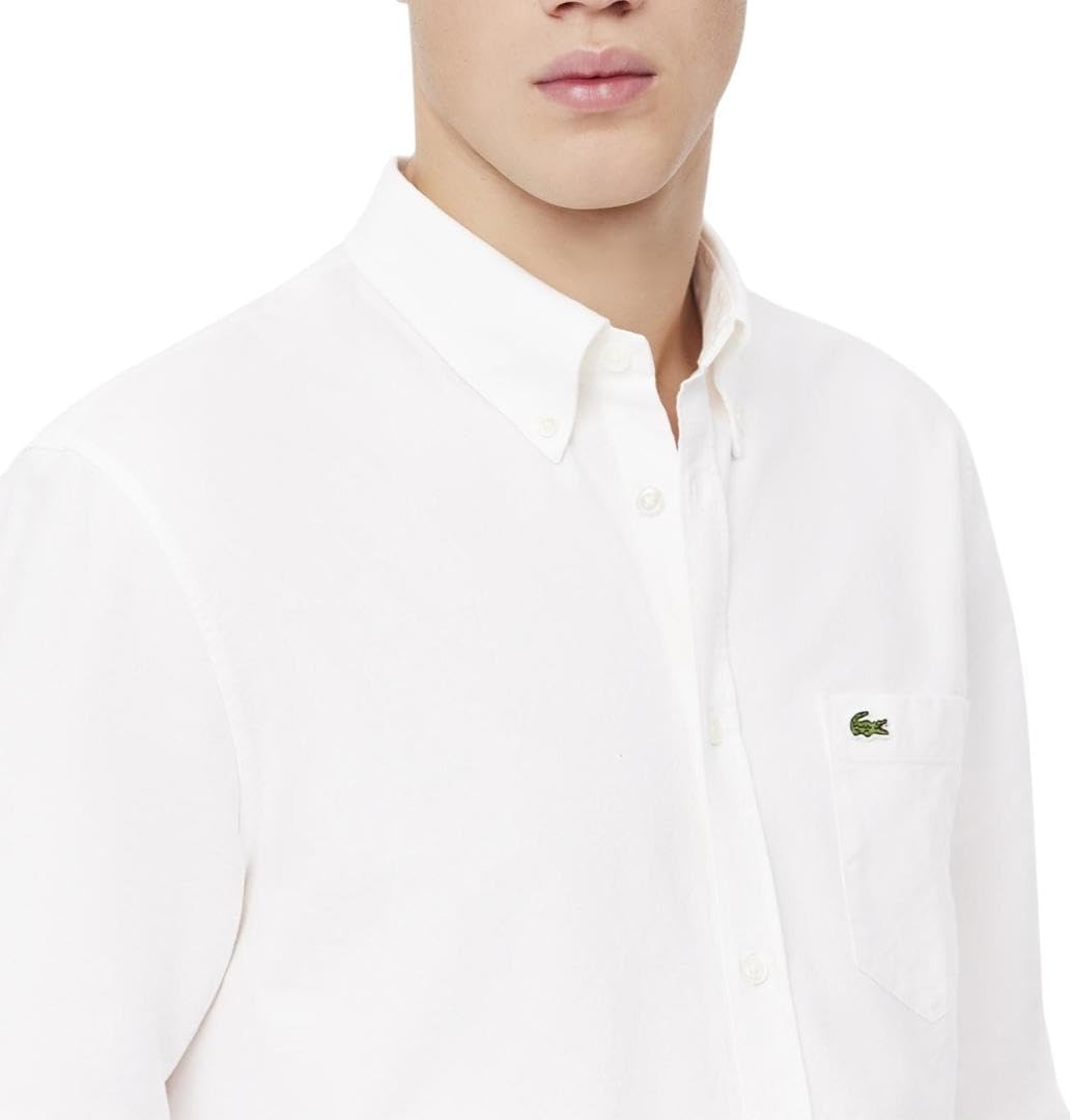 Lacoste мужская классическая оксфордская рубашка из хлопка, Blanc — фото 2