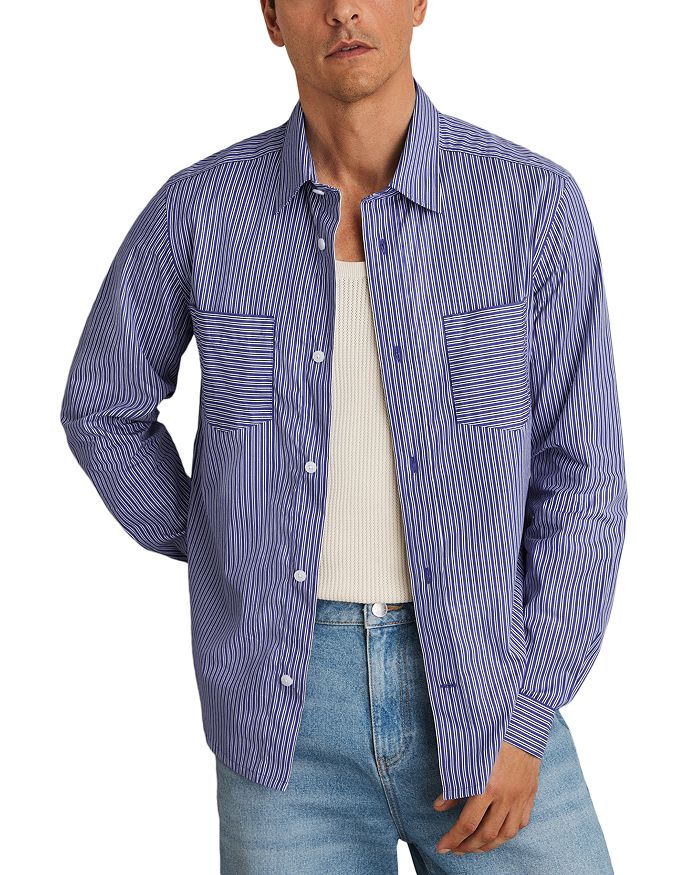 

Hendrixon Regular Fit Поло в полоску из поплина REISS, синий