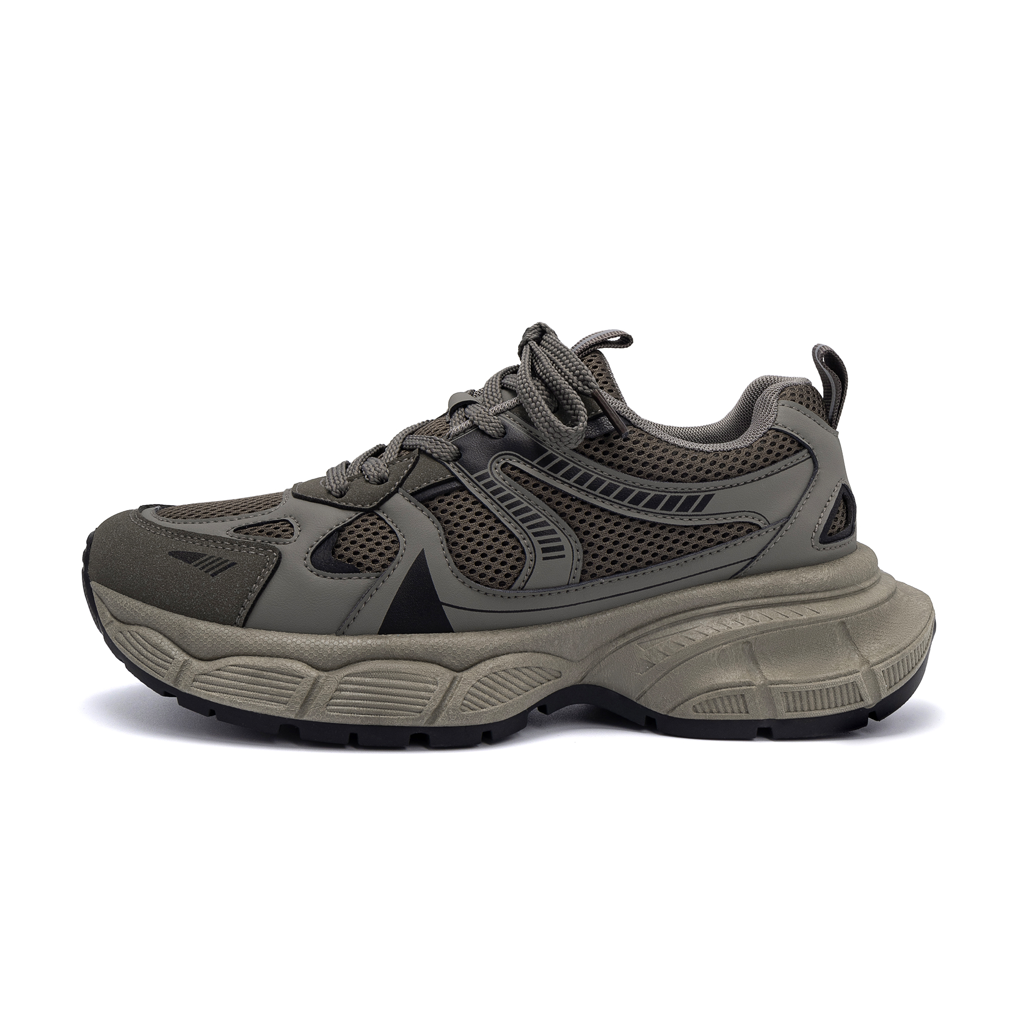 

HUANQIU Кроссовки Height Increasing Slip Resistant Low top Chunky Sneakers Men's Gray Brown