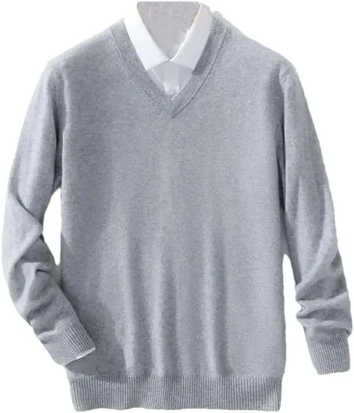 

Мужской свитер с V-образным вырезом и длинными рукавами, свободного кроя