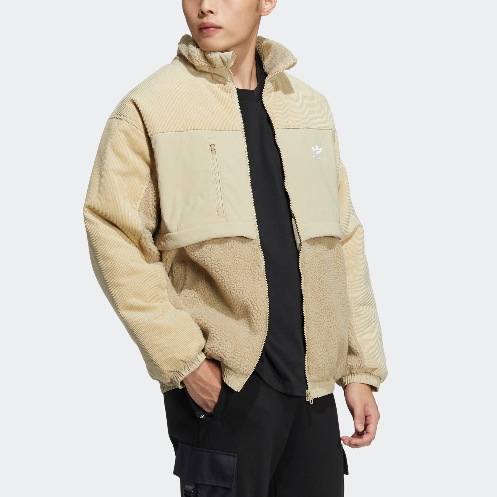 Куртка Men's adidas originals Adicolor Jkt Retro Splicing Stay Warm Sports Stand Collar Jacket Prairie Brown HP1817 — фото 4