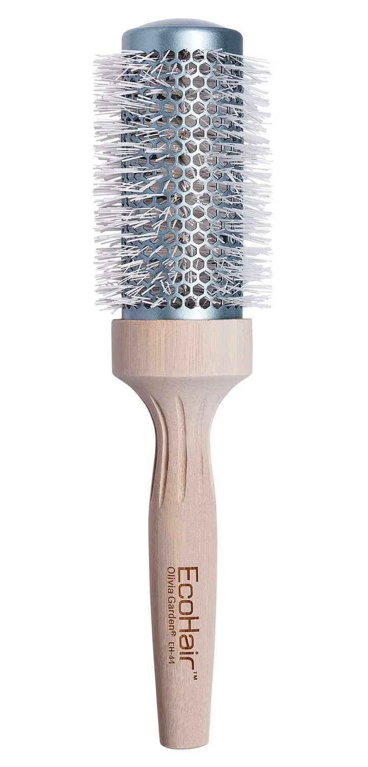 Круглая термощетка для волос Olivia Garden EcoHair из бамбукового волокна (не электрическая) с керамическим покрытием для нормальных и густых волос. 4,4 см, Cream White, Silver, White