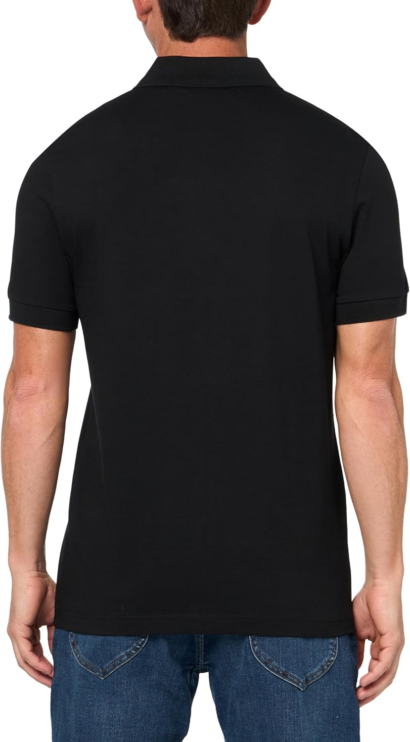 BOSS мужская поло с логотипом на заплатке и молнией, Black Carbon — фото 2