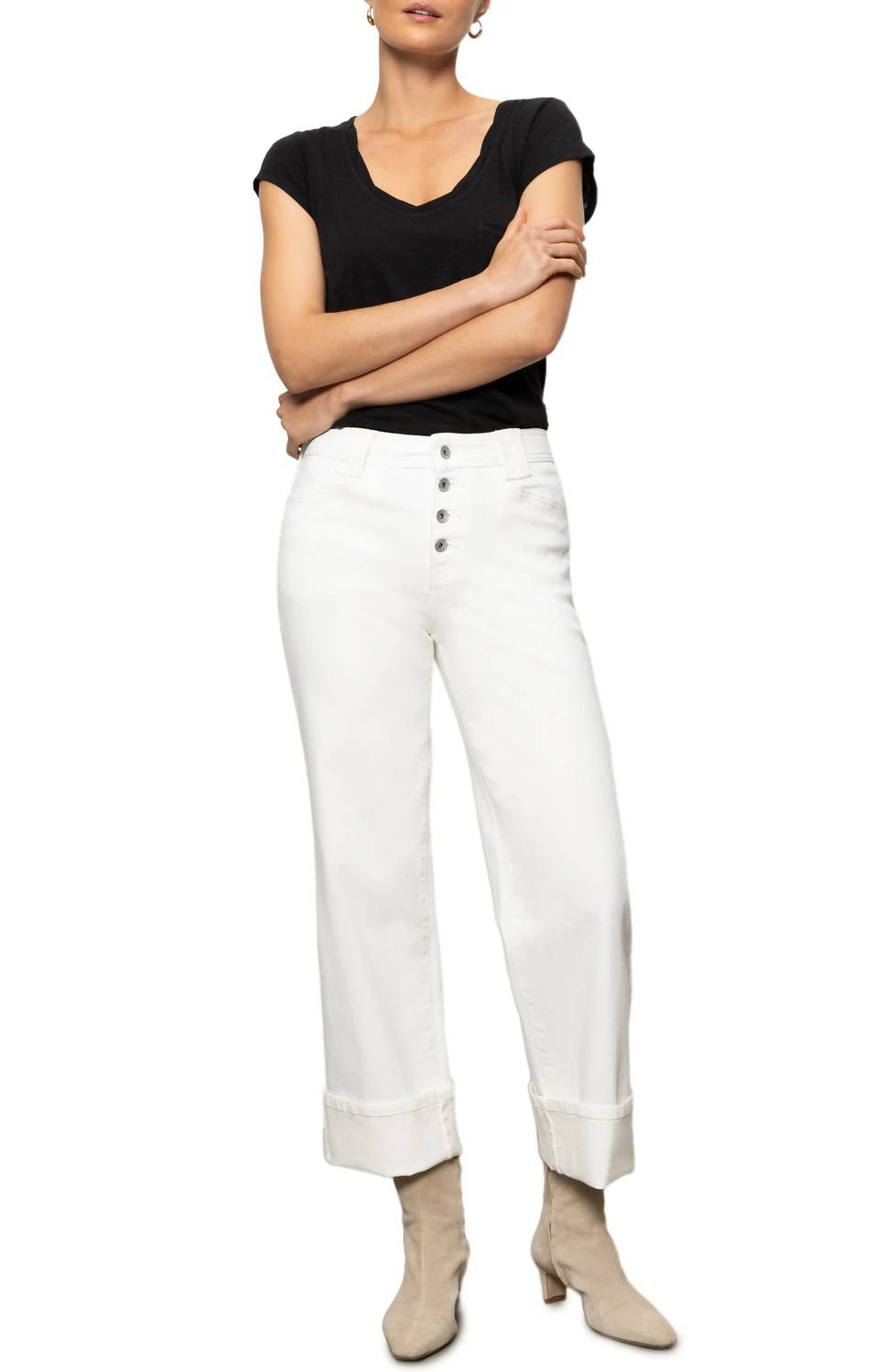 

Луна Прямые джинсы с манжетами в отбеленном белом Sanctuary