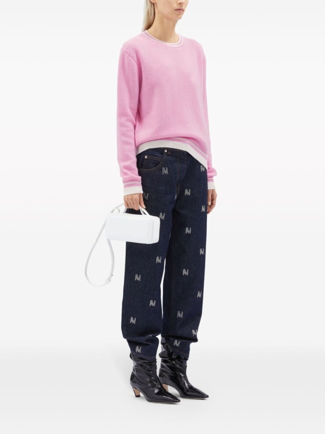 

MSGM трикотажный топ с вышитым логотипом, розовый
