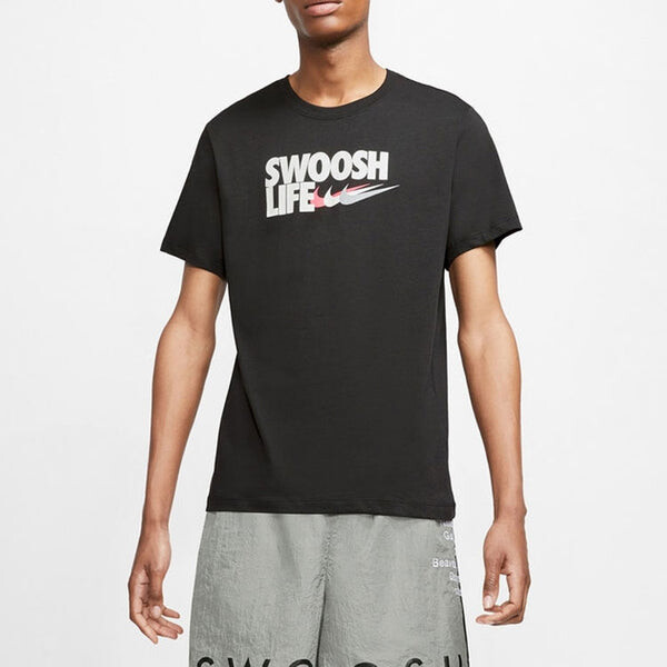 Футболка alphabet logo round neck short sleeve tee 'black swoosh life' Nike, черный — фото 4