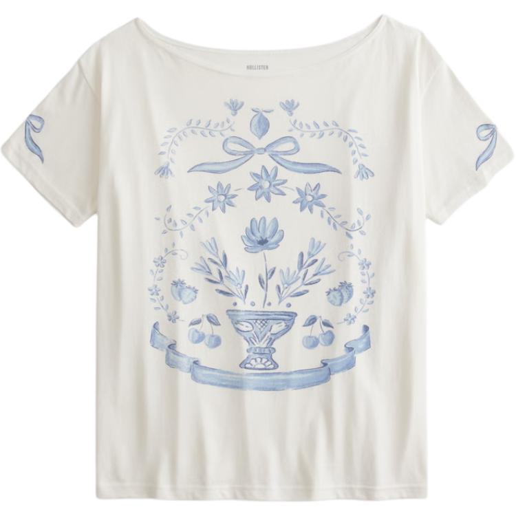 

Hollister Футболка женская облачно-белая, Белый, Hollister Футболка женская облачно-белая