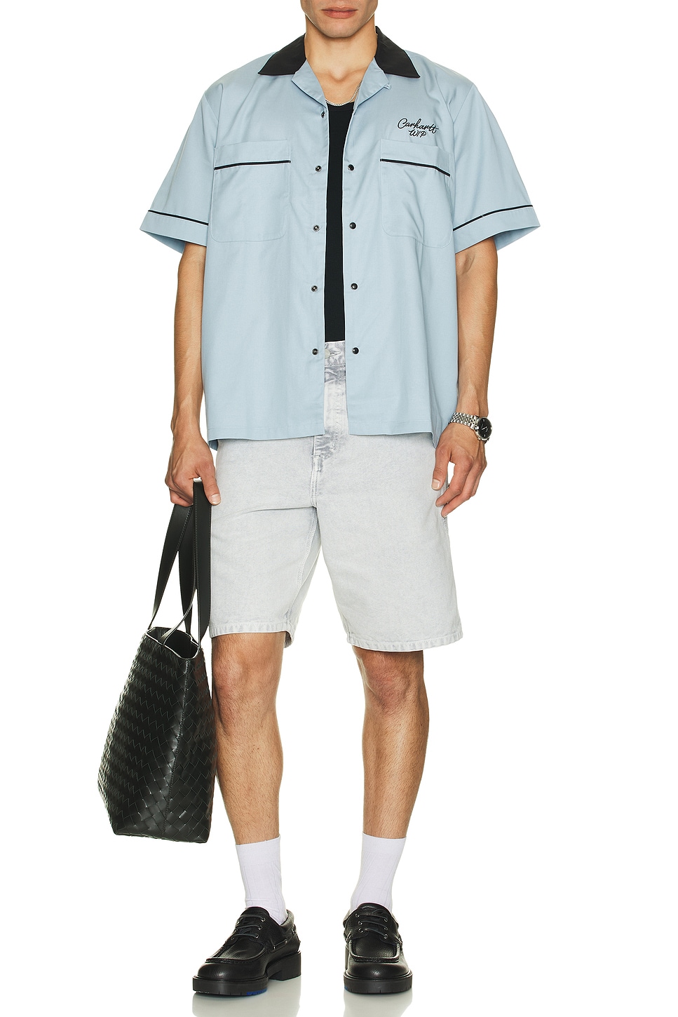 

Шорты с одной наколенником Carhartt Wip, Chalk Wash Black