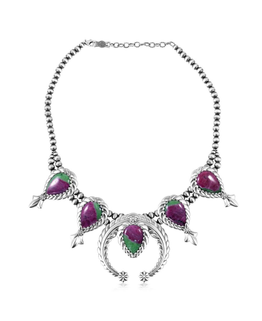 

Колье из стерлингового серебра с рубином, цоизитом и грушевидной огранкой в виде цветка тыквы, длина от 17 до 20 дюймов American West Jewelry, No Color