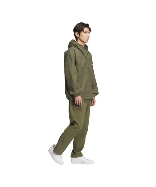 Мужские ветрозащитные штаны из бондед-флиса Regular Fit Three Stripes adidas синие — фото 3