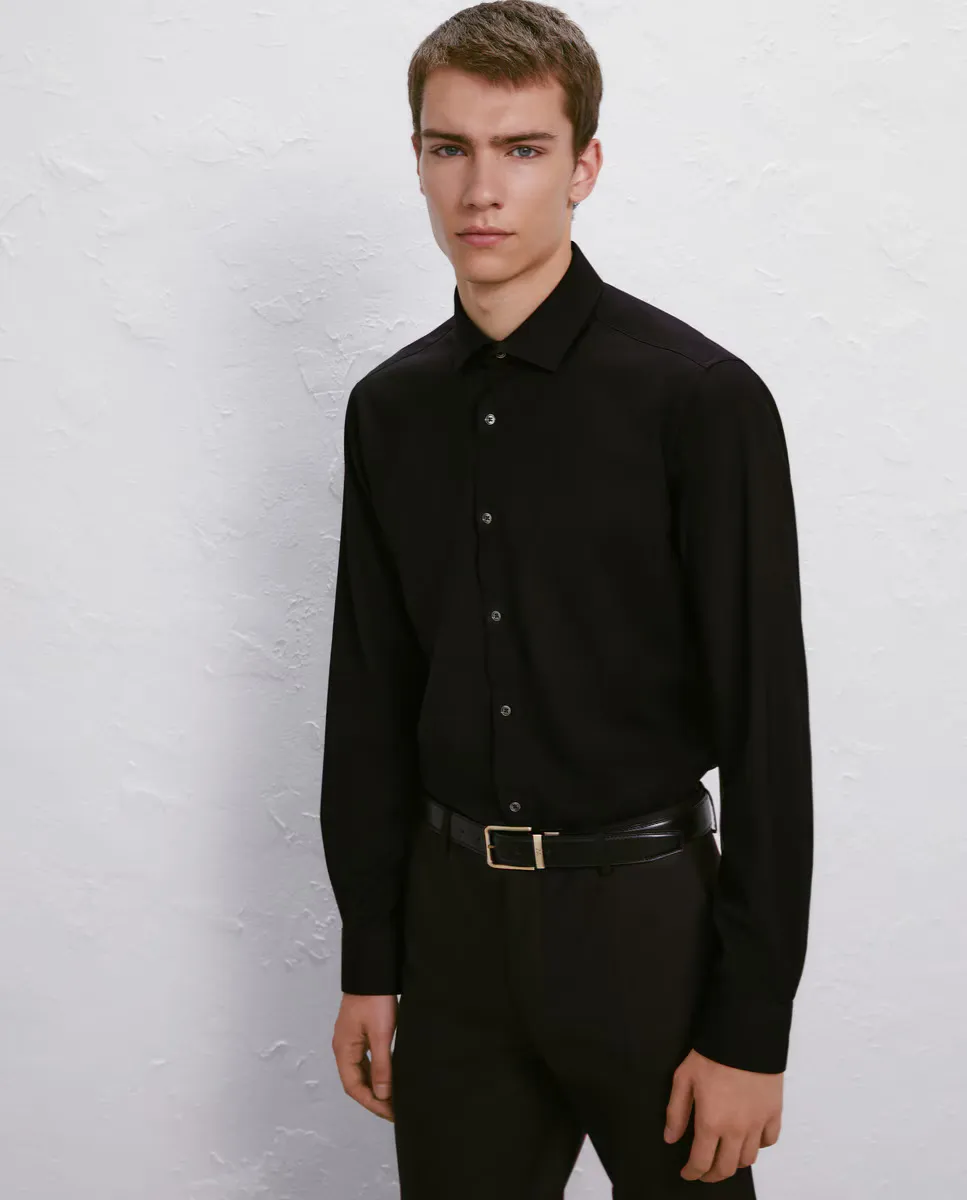 

Мужская однотонная рубашка с длинным рукавом Easy Wear, черный