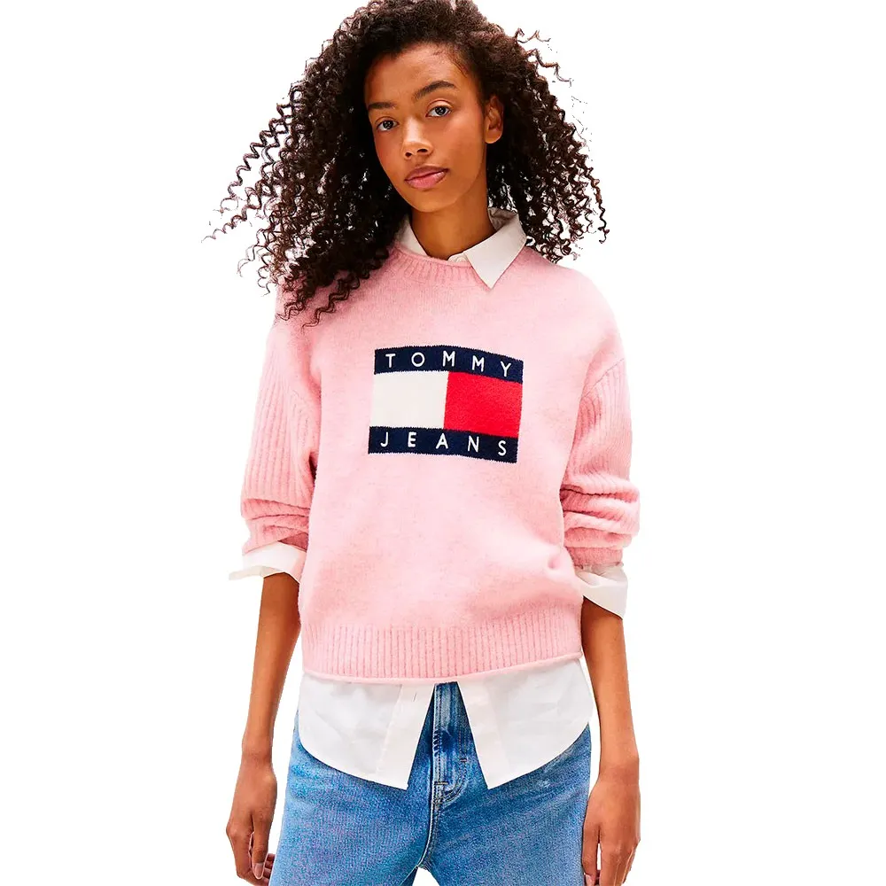 

Свитер Tommy Jeans Melange Flag, розовый