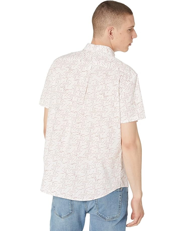 

Рубашка Billy Reid Short Sleeve Tuscumbia Shirt, белый/коралловый