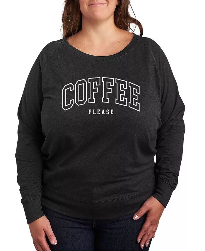 

Пуловер с рисунком Collegiate Coffee Please, футболка больших размеров Hybrid Apparel, черный