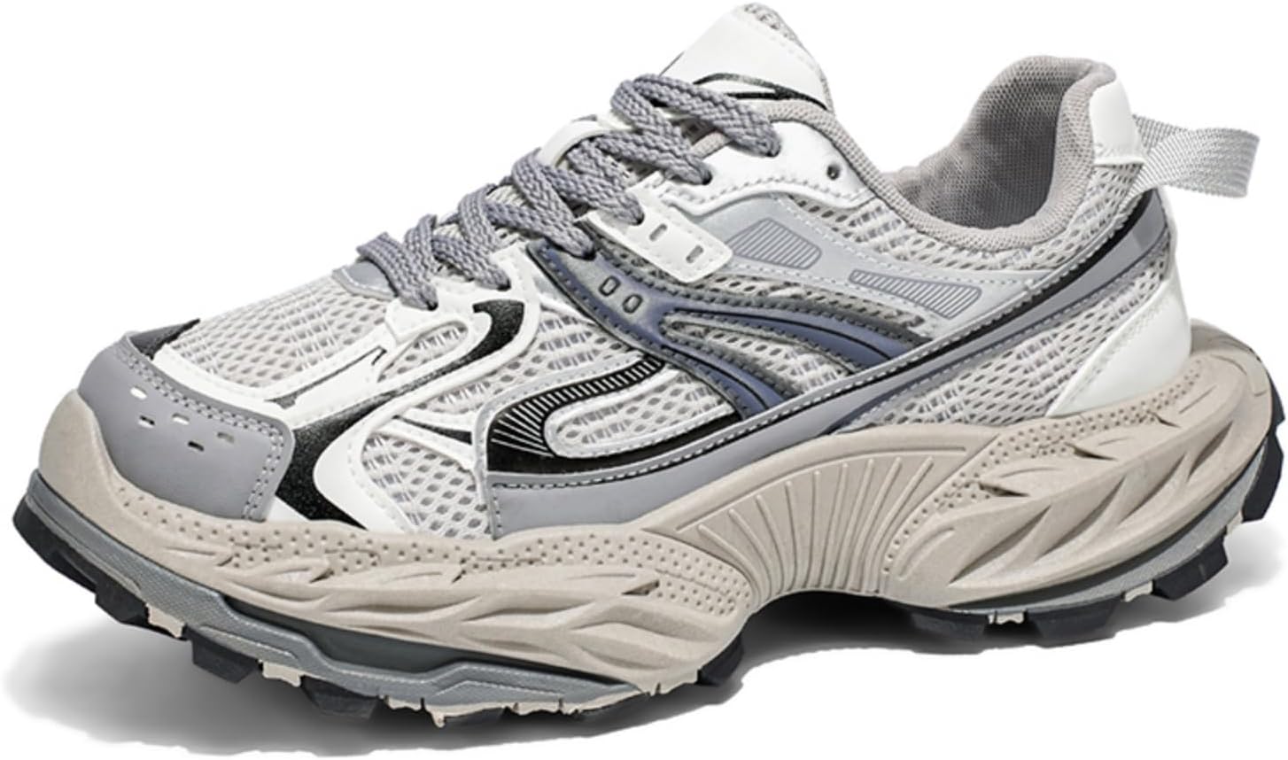 

Мужские модные массивные кроссовки на платформе, шнуровка, повседневные, нескользящие, подходят для прогулок, вождения, работы и ежедневного использования Aokisx, серый