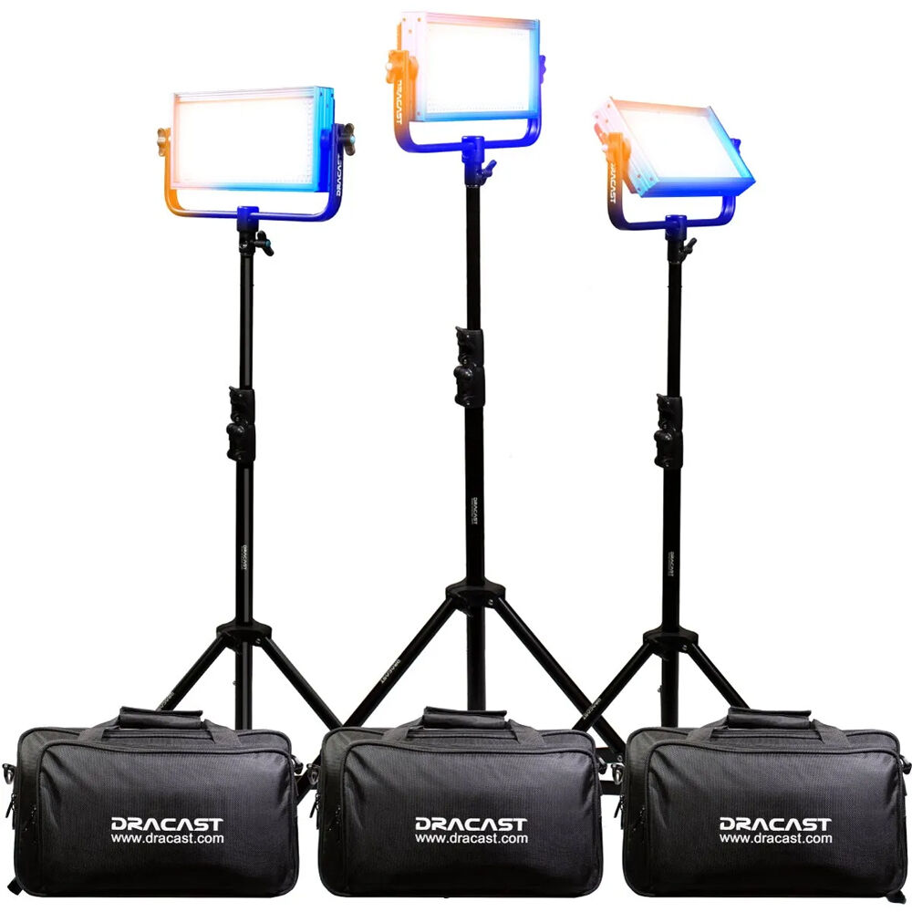 

Двухцветная светодиодная панель Dracast Pro Series LED500 (золотое крепление, комплект для интервью с 3 лампами)