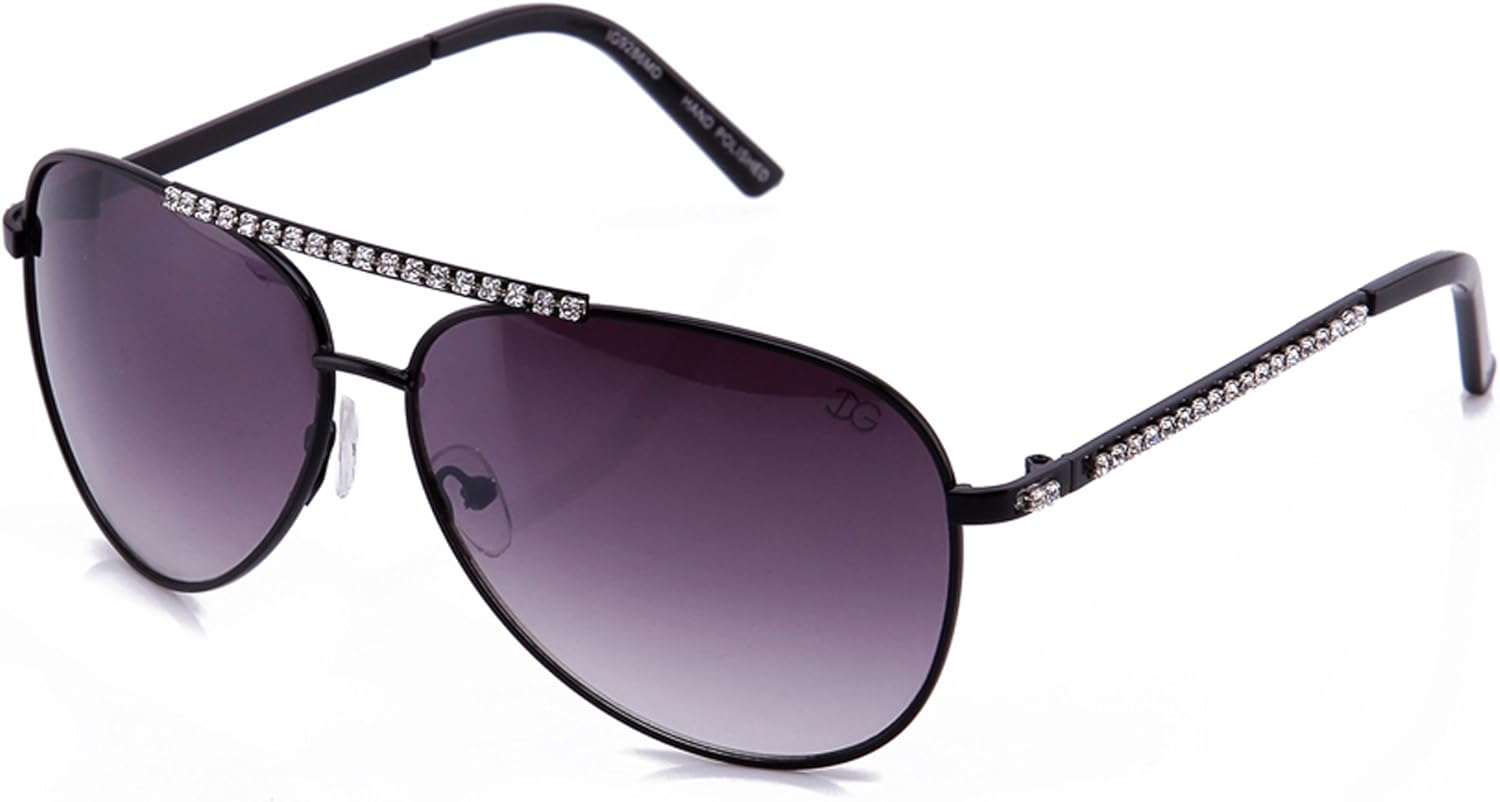 

Авиаторские солнцезащитные очки со стразами, увеличенного размера, с защитой от УФ-излучения, в стиле «пилот» с блестками, для женщин Newbee Fashion Sunglasses, 9286- Black