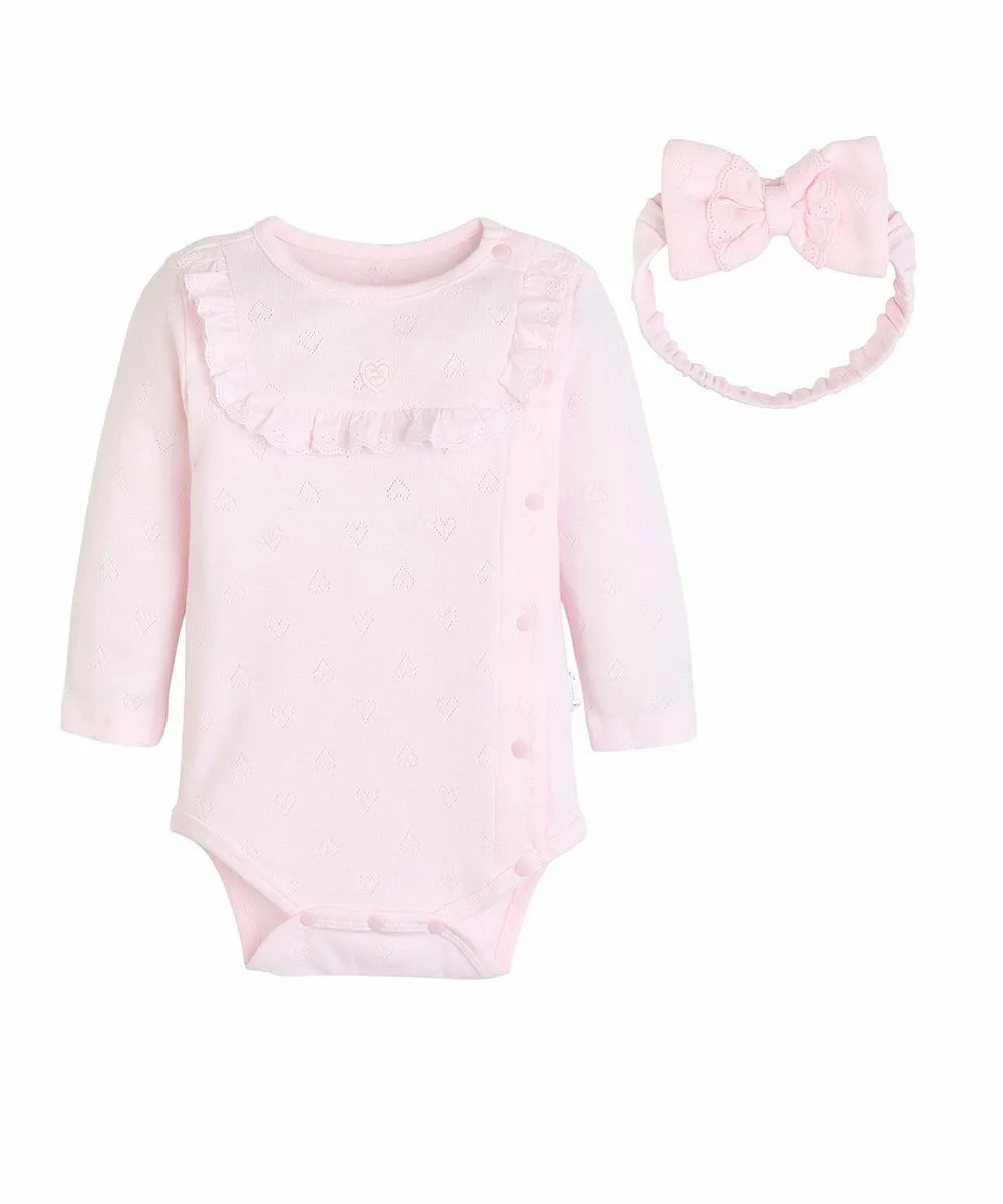 Комбинезон с сердечками и повязка на голову с лентой Moimoln, Pink