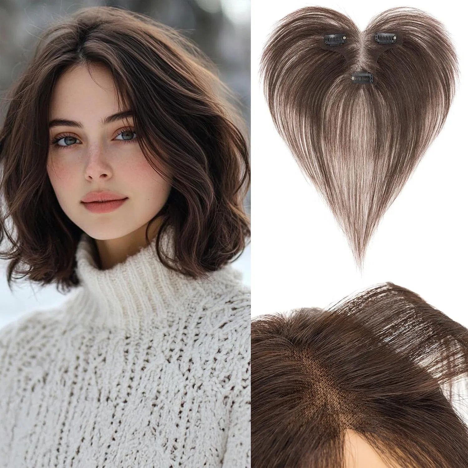 Женский накладной шиньон из натуральных волос Benehair Benehair, #02 Dark Brown