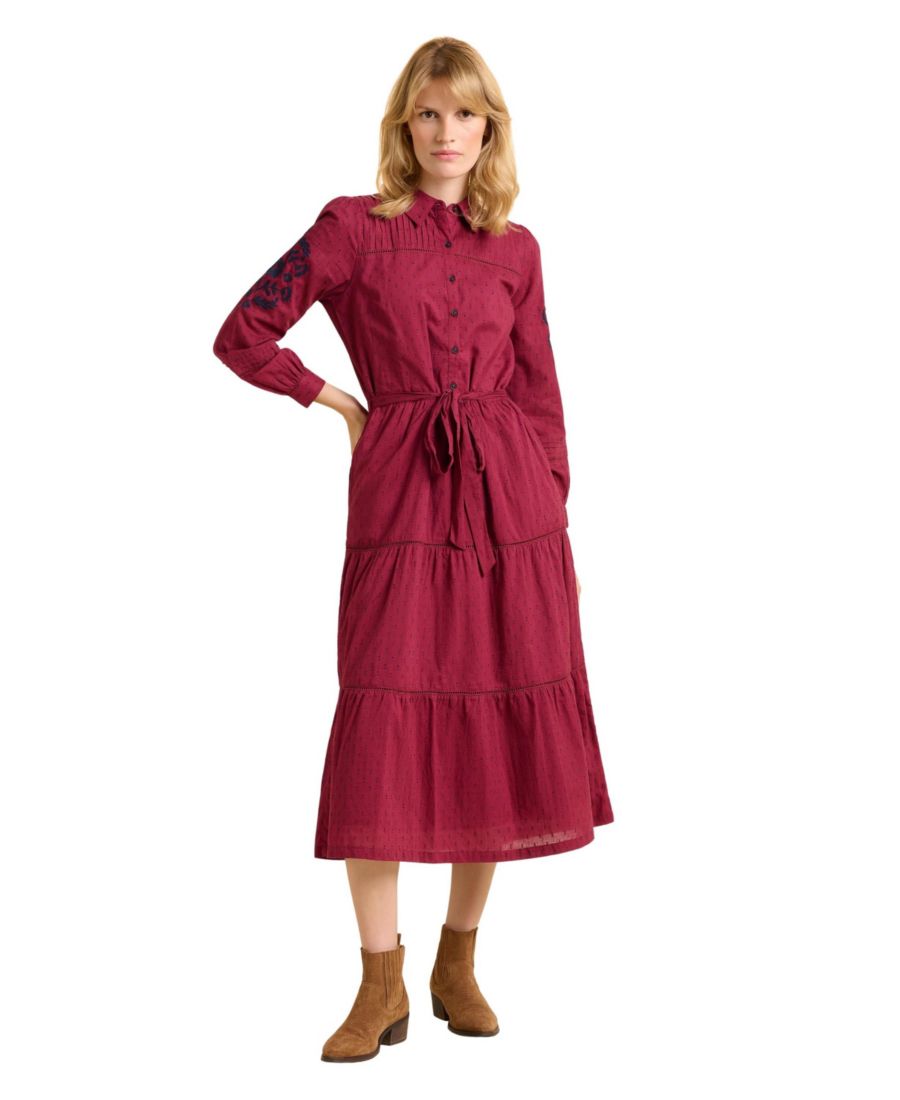 

Женское платье миди Embers с длинными рукавами и поясом на талии Brakeburn, Burgundy