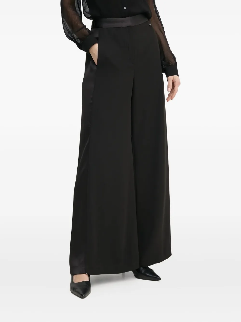 

Широкие брюки с атласными вставками Pedro Del Hierro, черный