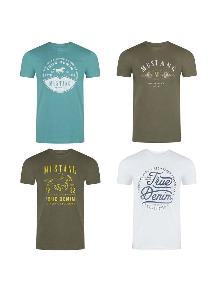 

Комплект из 4 мужских футболок Mustang разных цветов, Бежевый, Комплект из 4 мужских футболок Mustang разных цветов