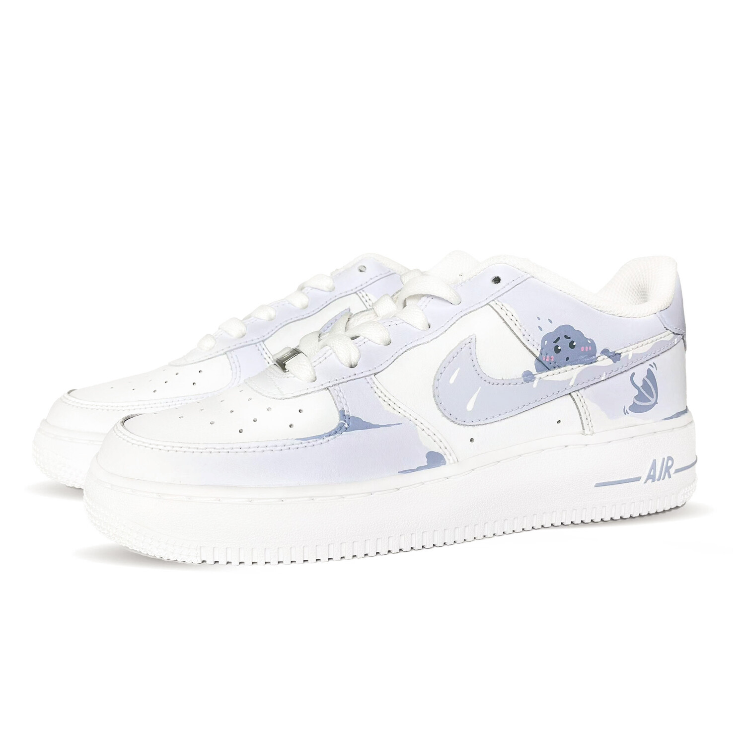 Кроссовки Nike Air Force 1 Skateboarding Shoes Women's Low-top White Blue, голубой — фото 3