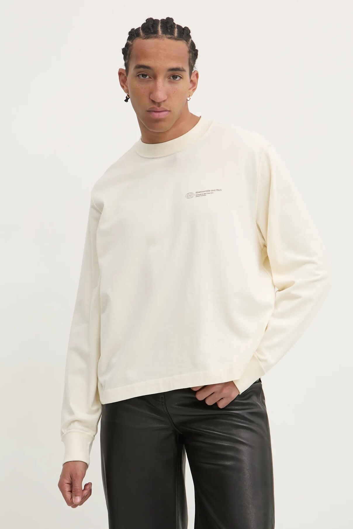 

Хлопковая кофта с длинным рукавом Abercrombie & Fitch, бежевый