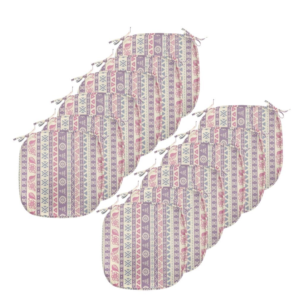 

ABAKUHAUS Полосатые подушки на обеденный стул, лепестки цветов, декоративная водонепроницаемая подушка с ремнями для кухонных сидений, 40 см x 40 см — упаковка из 12 шт., бледно-розовый лиловый