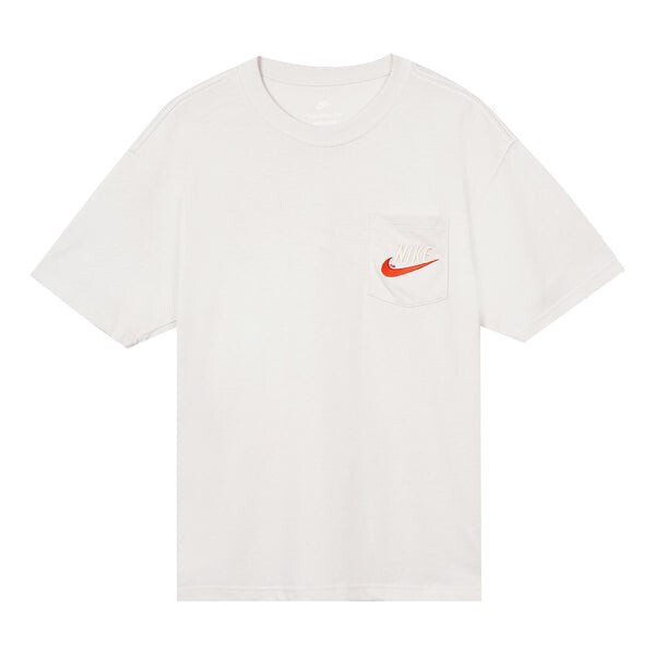 

Футболка Men's Nike Sportswear Casual Sports Breathable Back Large Logo Round Neck Short Sleeve Phantom White Gray T-Shirt, мультиколор