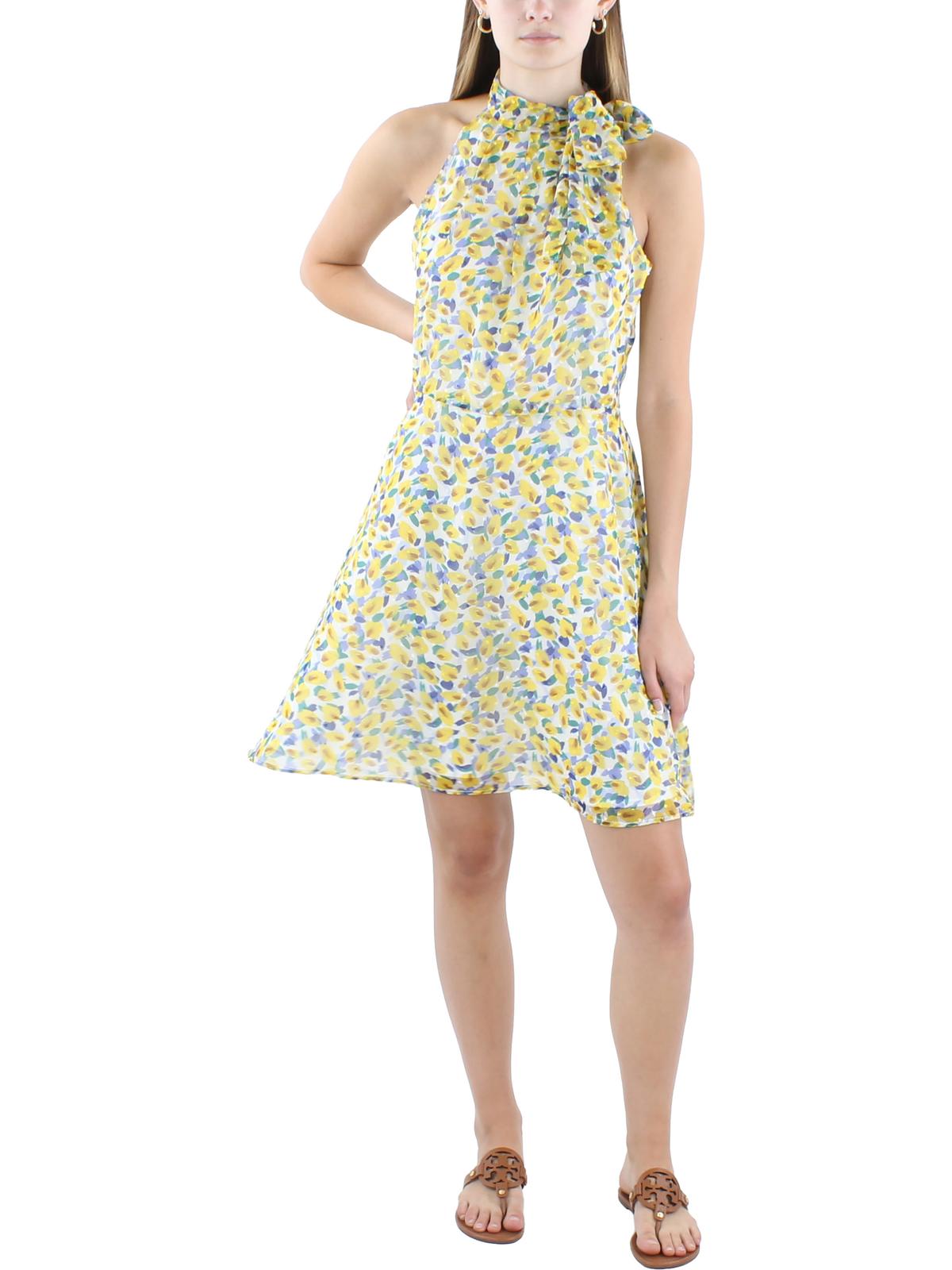 

Женское платье длиной до колена с принтом и бретелькой через шею Black Halo, цвет lemon