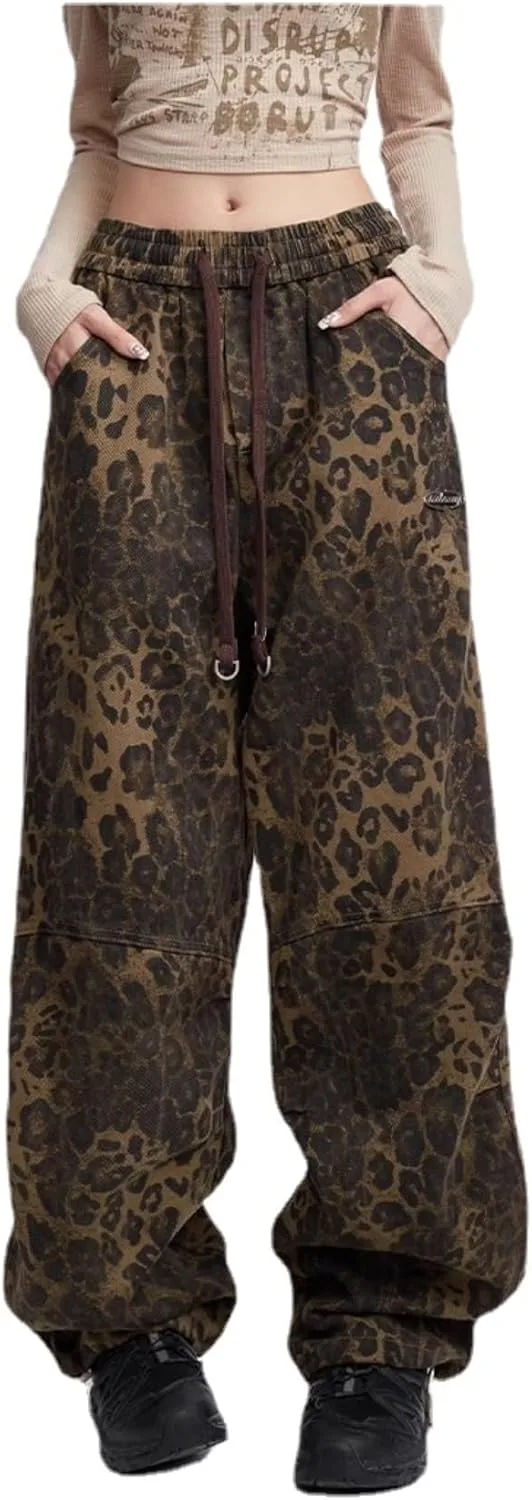 

Джинсы для женщин с леопардовым принтом Y2K Hesaco