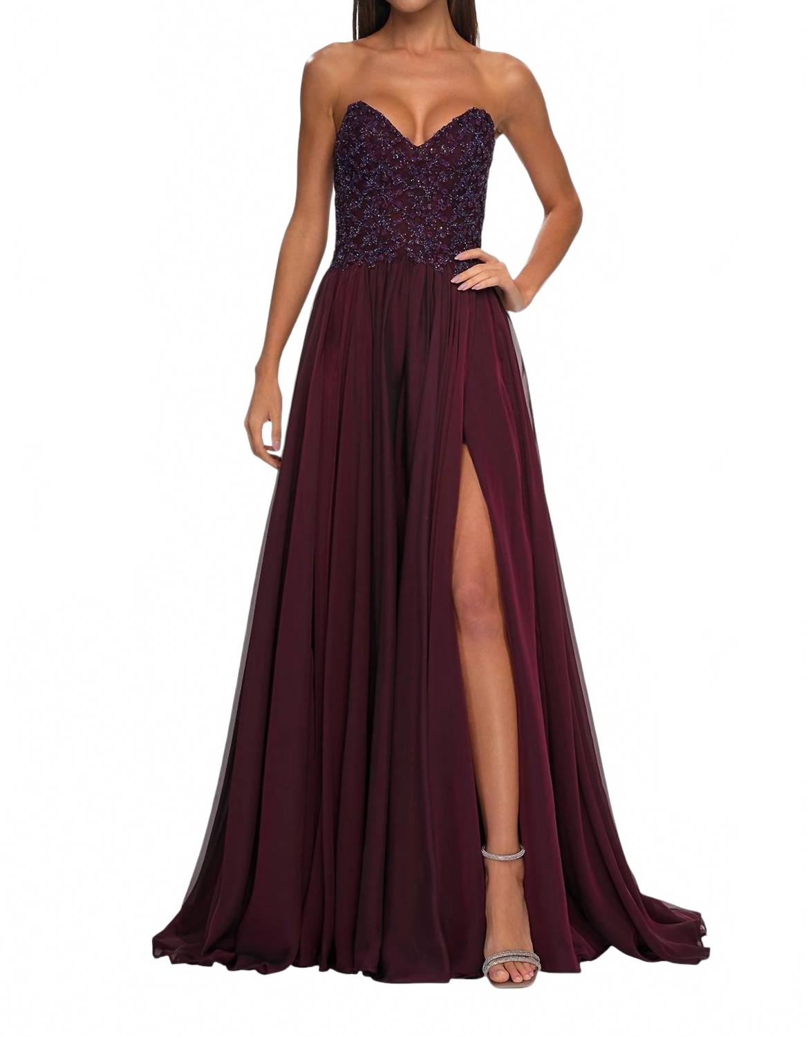 

Потрясающее платье для выпускного вечера из шифона в гранатовом цвете с силуэтом А-силуэт La Femme, Garnet