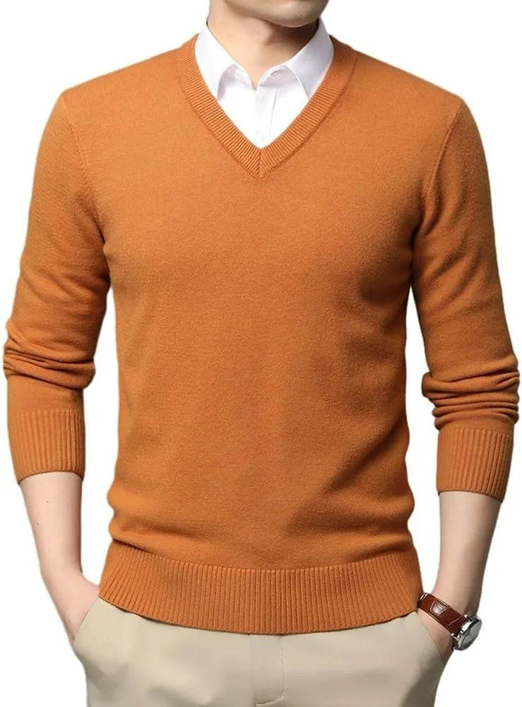 

Мужской свитер SWEPER — вязаный пуловер с V-образным вырезом и длинными рукавами