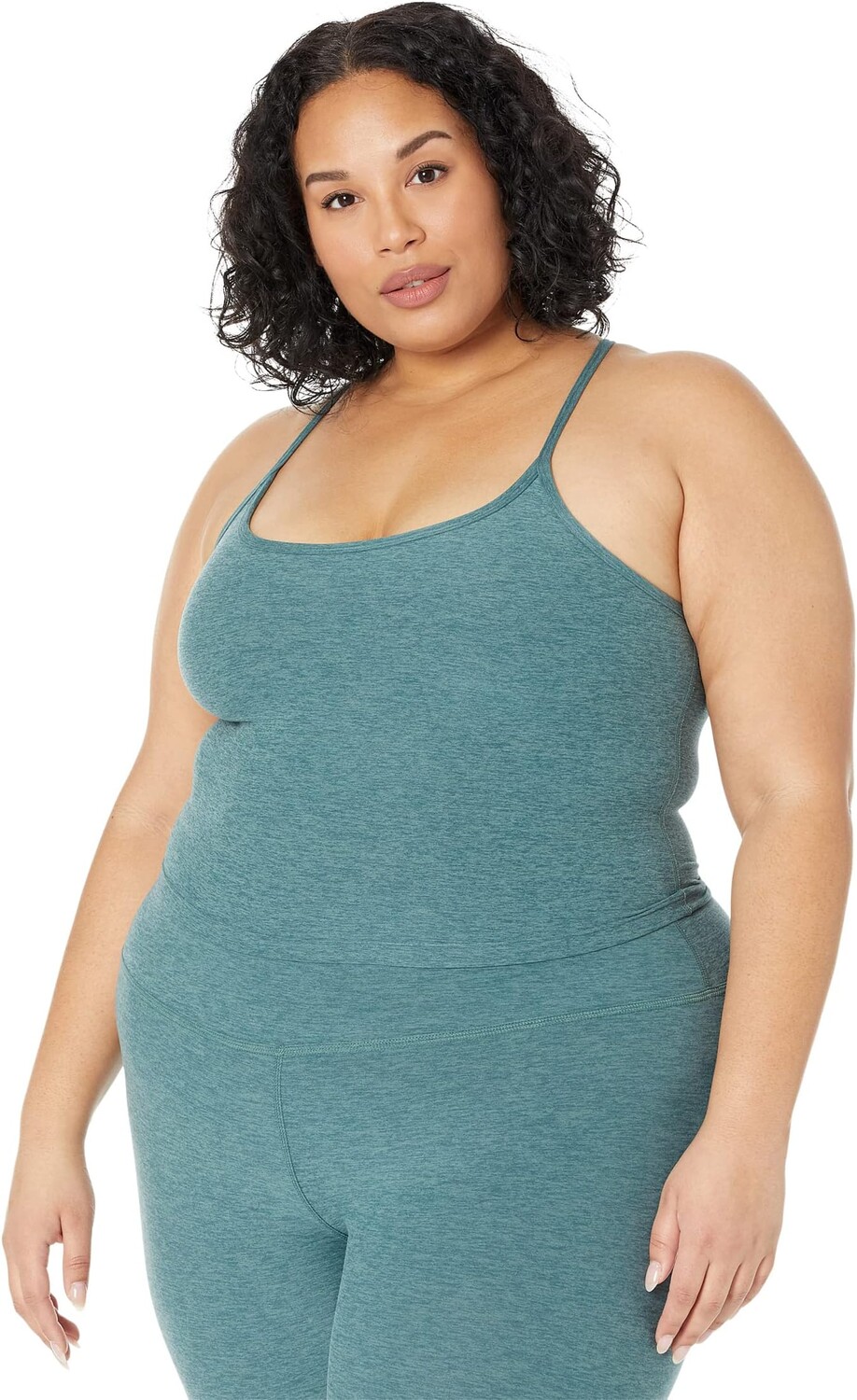 

Топ Beyond Yoga Plus Size Spacedye Slim Racerback Bopo Cropped Tank, цвет Rainforest Blue Heather
